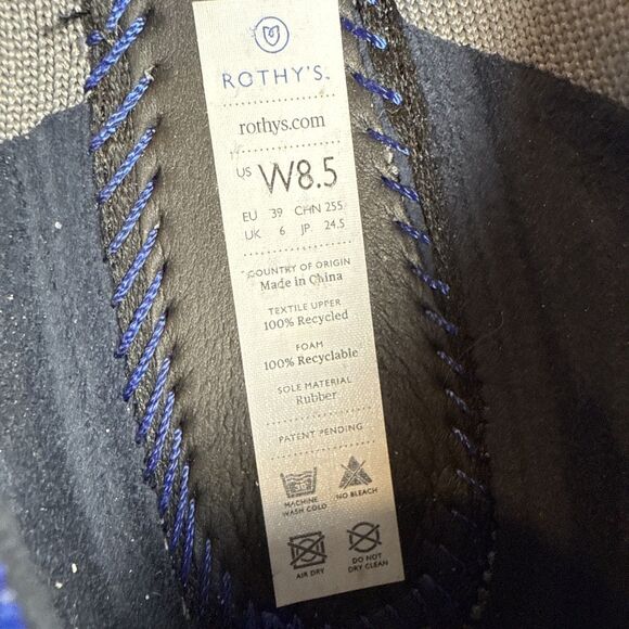 Rothy’s The Point Women’s Flats Gray Blue Trim Size 8.5 W EU 39 Recycled Knit - Picture 6 of 7